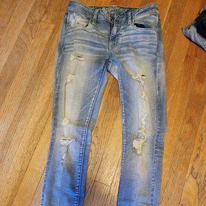 American Eagle Distressed Skinny Jeans Jeggings Womens Size 8